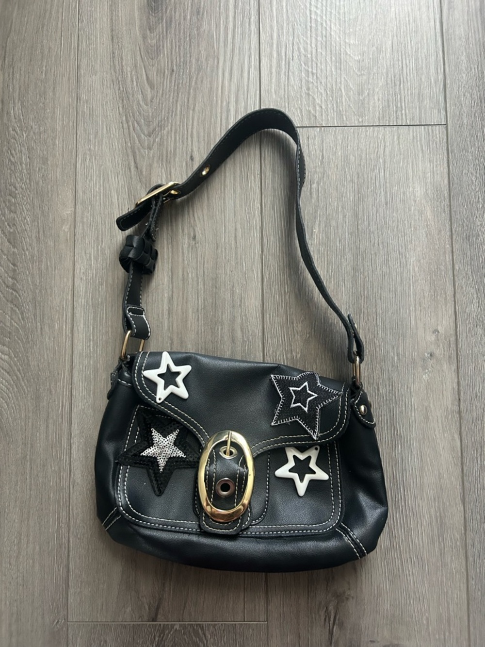 Y2K Grunge Black Shoulder Star Bag